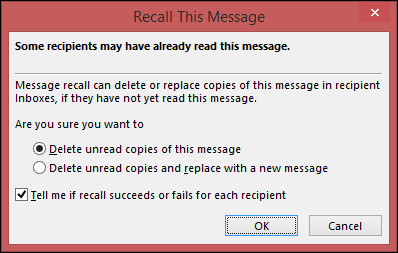 Recall this message box