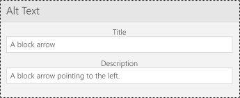 Alt text dialog for shapes in PowerPoint Mobile for Windows Phones.