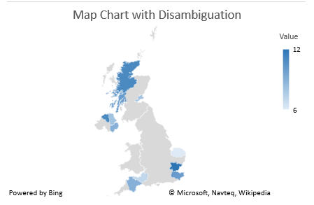 Excel Map Chart Disambiguous data chart