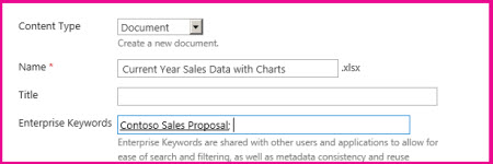 Users can add keywords in the document properties dialog