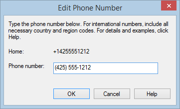 Lync phone number example showing international dialing format