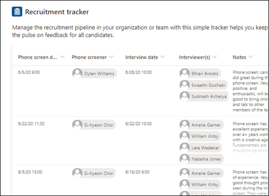 Recruitment tracker template