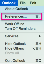 On the Outlook menu, click Preferences.