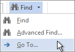 Go To option on the Find menu