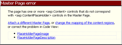 Master Page error message