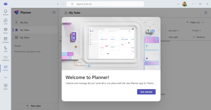 Screenshot of how to access Planner in Teams.