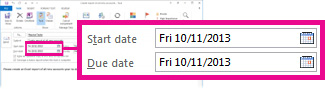 Start and Due Dates properties for an assigned task