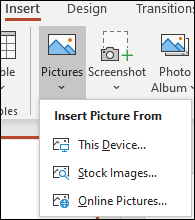 Insert image location in the ribbon.