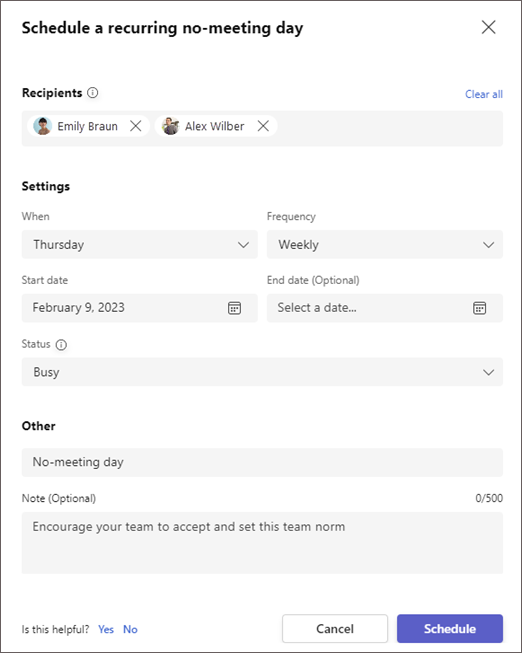 Schedule a recurring no-meeting day