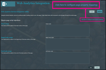 Screen shot showing the link to click to configure page property mappings