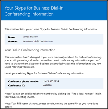 Dial-in conferencing email