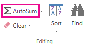 Click AutoSum in Editing group to sum numbers