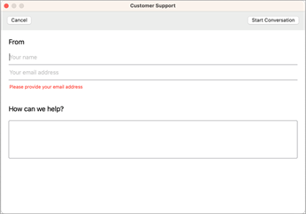 Contact support within Outlook screenshot three
