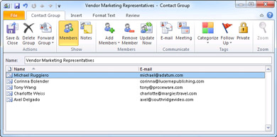 how to create group in outlook contacts