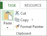 Paste button on the Task tab