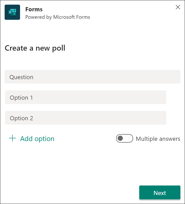 Forms quick poll results in Microsoft Teams