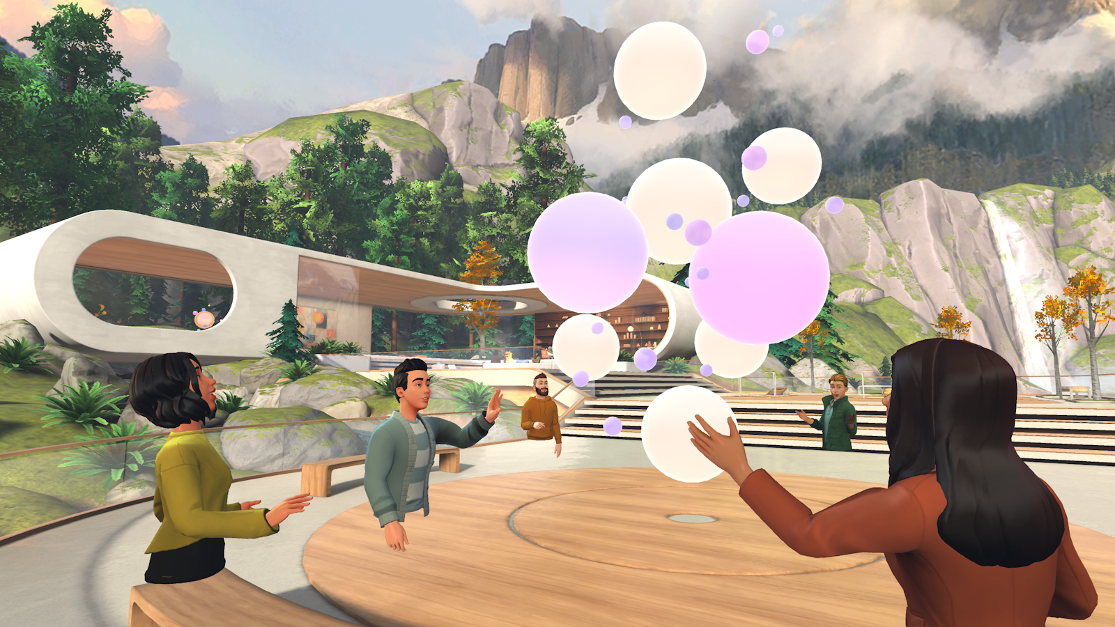 An image of people socializing in Immersive space.