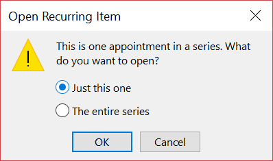 You can open one item in a series or the entire series.