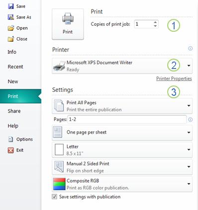 print settings in publisher 2010