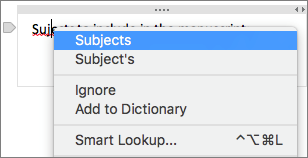 customize autocorrect in onenote for mac