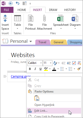 You can change or remove a link in OneNote.