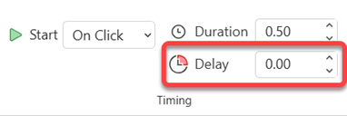 The Delay option for animation effects.