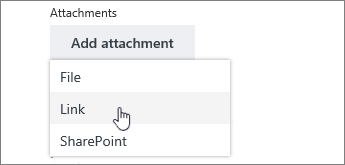 Options for using or uploading an attachment