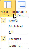 Navigation Pane command in the ribbon