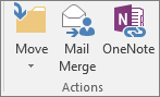 The Mail Merge button is on the Home tab in the Actions group