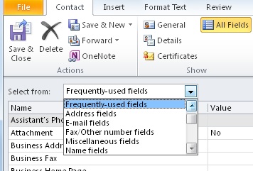 Select the type of information to enter in All Fields page