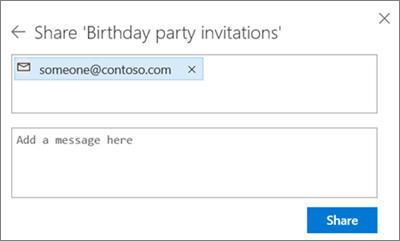Screenshot of inviting people after selecting Email in the Share dialog box