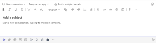 The Add a subject text field in Microsoft Teams.