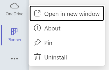 Right click on Planner in the left navigation. From here you can pin or open in a new window.