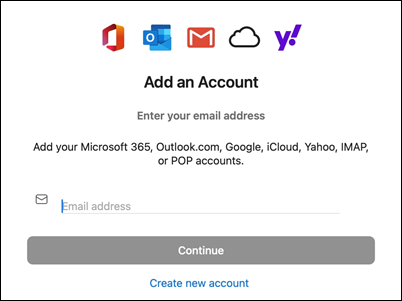 Add account to Outlook for Mac