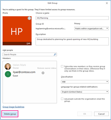 how to delete contact groups in outlook