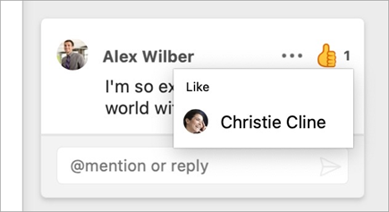 "Thumbs up" reaction on a comment in Word on Mac.