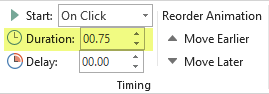 The Duration option for animation effects in PowerPoint