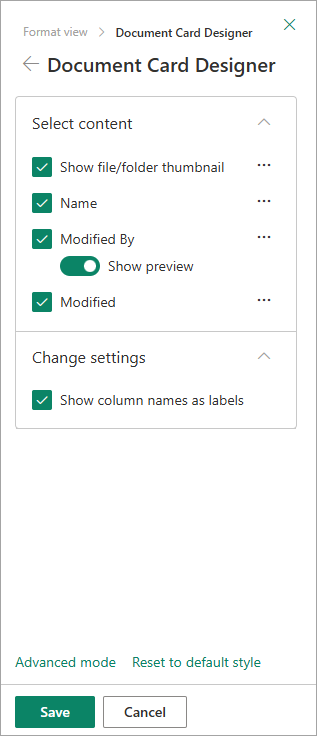 You can use the Document Card Designer window to set what you want displayed on each card.