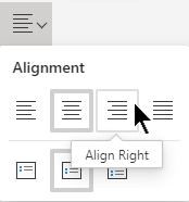 Some ribbon buttons have a downward pointing arrow that, when selected, opens a menu of options.