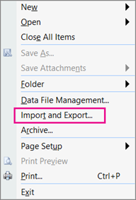 Choose Import and Export.