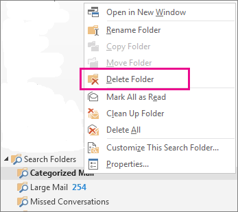 delete search folders