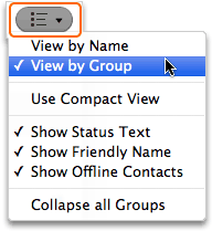 View contacts by display name or groups