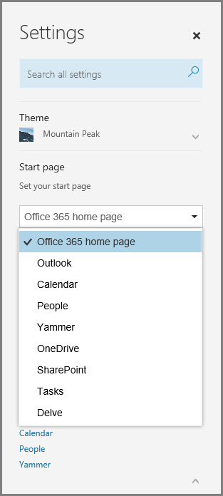 Change your Office 365 start page