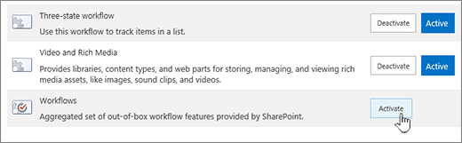 Site collection feature enabling workflows