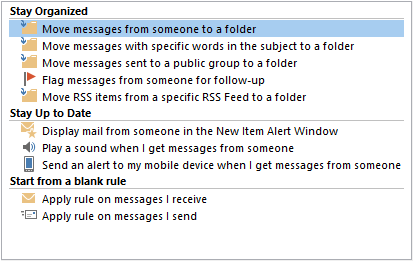 Outlook Rules Wizard