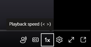 A menu includes the playback speed icon.