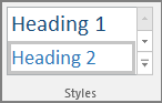Screenshot of selecting a heading style from the Home menu.
