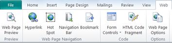 Web tools tab in Publisher 2010