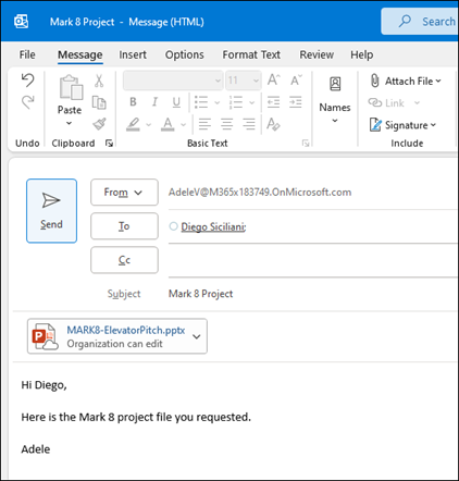 Share items in Outlook