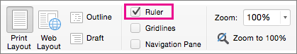 On the View menu, select Ruler